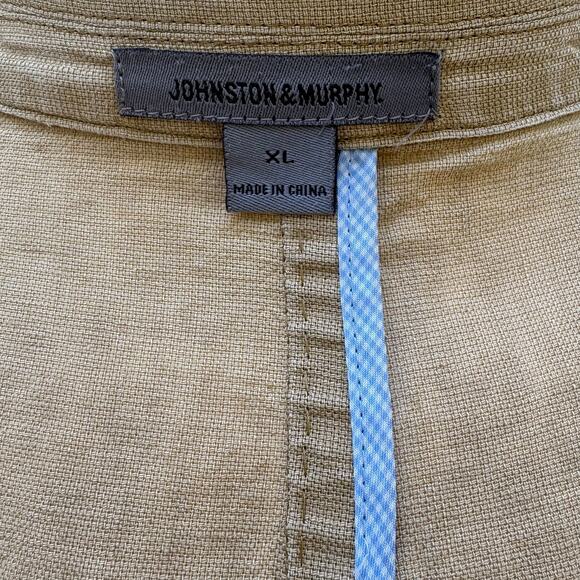 Johnston & Murphy Linen Blend Jacket Sz XL Beige Lightweight 3 Button Casual - Picture 9 of 12